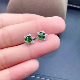 Stud Earrings The Gift For Engagement Natural And Real Diopside 925 Sterling Silver Fine Jewelry Earring