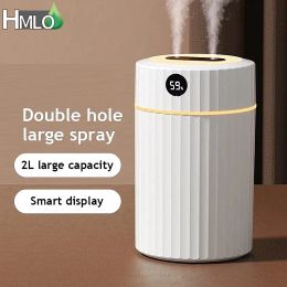 Humidifiers 2l Air Humidifier Double Nozzle Essential Oil Aroma Fragrance Diffuser Ultrasonic Aromatherapy Diffuser with Humidity Display