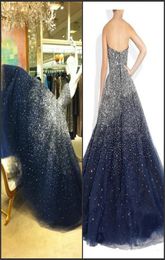 2019 Strapless Sparkling Sweet 16 Navy Blue Puffy Quinceanera Dresses Ball Gowns Prom Party Gowns with Beading Ruffles Tulle Custo9646584