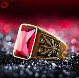 New Punk Domineering Titanium Steel Rings for Men Blood Red White Gold Black Cubic Zirconia Inlaid Male Finger Band235t6349610