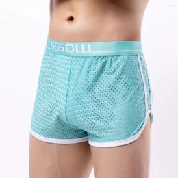 Underpants Sexy Ice Silk Men Boxer Shorts And Mesh Breathable Comfort Seamless Briefs Pouch Underwear Trunks Glossy Panties