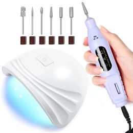 Drills CNHIDS Nail Set Gel Nail Polishing Equipment With UV LED Lamp Dryer Nail Art Tools Kit Manicure Electric Drilling Machine