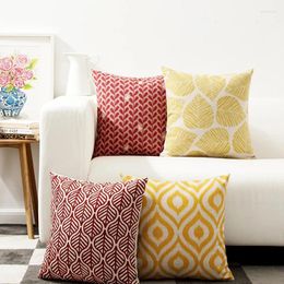 Pillow Modern Geometry Red Cover Leaves Geometric Decorative Home Decoration Salon Linen Case Office Sofa