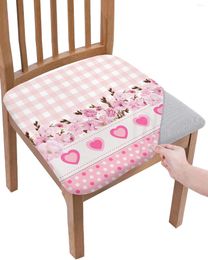 Chair Covers Love Flower Pink Plaid Elasticity Cover Office Computer Seat Protector Case Home Kitchen Dining Room Slipcovers