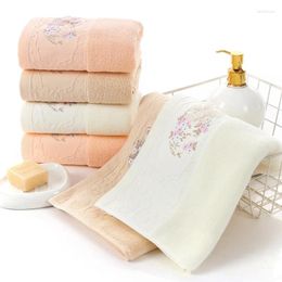 Towel T265A Peach Ivory Champagne Embroidered Floral Pattern Water Absorbent Wedding Birthday Gift Cotton Thick Face