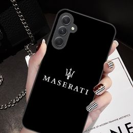 Luxury M-Maseratii Mobile Cell Phone Case for Samsung Galaxy A91 70 54 53 52 34 24 21 Note 20 10 M54 Plus Ultra 5G Black Cover