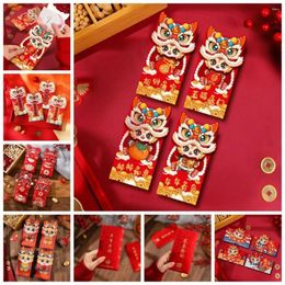 Gift Wrap 4/6Pcs 2024 Year Packet Red Envelope Luck Money Bag Dragon Pattern Pocket Good Wishes