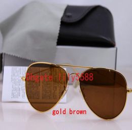 High quality Classic Pilot Sunglasses Designer Large Metal Sun Glasses For Men Women Silver Mirror 58mm 62mm Glass Lenses UV Prote7473110