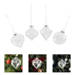 Decorative Figurines 16 Pcs Transparent Plastic Ball Christmas Decoration Pendant Hollow Pet Office Tree Ornaments Balls Props The