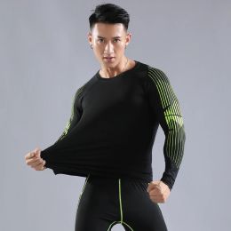 T-Shirts Men Training Long Sleeve Tight Gym Running Jogging Shirts Quick Dry Print Soccer Jersey Tee Prints Compression Sport Tshirts