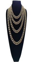 Full Diamond Cuban Necklace 18inch 20inch 24inch 30inch Bling Jewellery Necklace for Men Iced Out Miami Curb Cuban Link Chain4484004