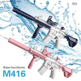 Sand Play Water Fun M416 Rechargeable Water Gun Electric High Capacity Pistol Shooting Toy Fully Automatic Summer Beach Toy Gifts for Children Boys and Girls Q240413