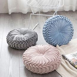 Pillow European Style Sofa Throw Luxury Velvet Pleated Fabric Handmade Round Wheel Pumpkin Seat For Kids