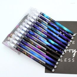 12Pcs Cute Erasable Pen 0.5mm Washable Handle Magical Eraser Gel Blue Black Ink Refills Rod Kids School Stationery