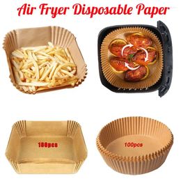 Baking Tools 100Pcs Disposable Air Fryer Paper Liner 16cm Oil-proof Mat.Square Round Non-Stick Oven Pan Pad Tray For Kitchen Barbecue