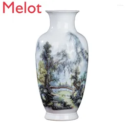 Vases Jingdezhen Ceramic Vase Flower Arrangement In-Glaze Decoration Peony Chinese Household Living Room Decorations Porcelain Crafts