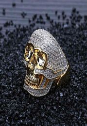 iced out rings for men hip hop luxury designer mens bling diamond gold skull ring 18k gold plated skeleton rapper Ring Jewellery lov1684541
