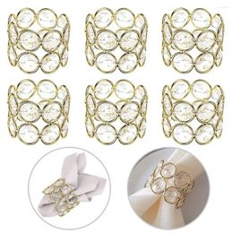 Party Decoration 6Pcs /lot Napkin Buckle Wedding Plate Crystal Paper Towel Ring Gold Colour