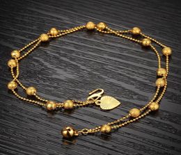 Lucky 18K Yellow Gold Filled Double Beads Chain Anklets Jewellery Women Gift232l5349723