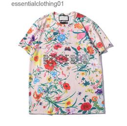 Men's T-Shirts Summer Mens Women T Shirt New Fashion Tshirts With Letters Breathable Short Sle Mens Tops With Flowers Tee Shirts Wholesale C240413