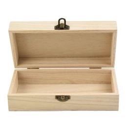 Retro Wooden Storage Box Plain Wood With Lid Rectangular Wooden Box Hinged Boxes Gift Packing Jewelry Case Box Home Storage Box