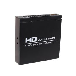 Connectors Scart to Hdmicompatible Converter Coaxia Audio Video Converter Hd Video Converter for Hdtv Dvd Game Console Setbox Player