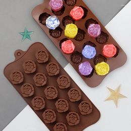 Baking Moulds 1 Pcs 15 Cavity Rose Shape Silicone Mould DIY Flower Chocolate Cake Soap Mould Ice Trays