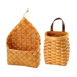 Kitchen Storage Basket Hanging Woven Wall Plants Holder Organiser Fruit Baskets Decorative For Fruits Cabinet Bathroom