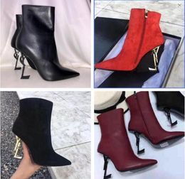 Luxury Designer Brands Combat Boot Women Adox Booty Bottes Spikes Chunky Heels Ankle Boots Martin Red-Sole Booties Party Wedding9976043