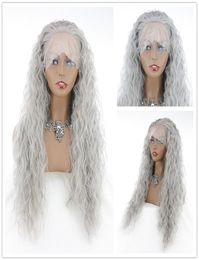 Grey Loose Wave Hair Wigs Synthetic 134 Lace Front Wig High Temperature Fiber with Baby Hair For Women ship5888762