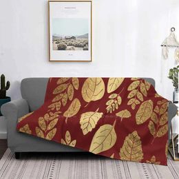 Blankets Gold And Red Leaf Pattern Low Price Print Novelty Fashion Soft Blanket Leaves