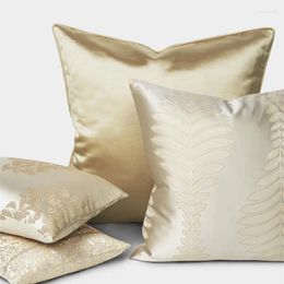 Pillow Luxury Gold Cover Decorative Case Modern Simple Champagne Color Leaf Geometric Jacquard Art Coussin Home Decor