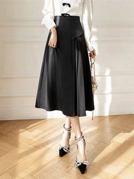 Skirts 2024 Spring Skirt Korean Style Asymmetric A Line Pleated Women Knee-Length