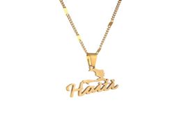 Stainless Steel Trendy Haiti Map Pendant Necklace Women Girls Ayiti Maps Party Haiti Chain Jewelry5676794