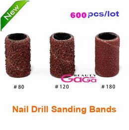 Whole 600pcslot 50pcspack with size 80 120 180 accessory For Manicure Pedicure Nail tools Machine nail drill bits Sanding B6514811