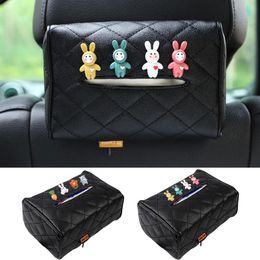 Car Tissue Box Holder PU leather Back Seat Headrest Tissue Storage Holder Backseat Tissue Case with Fix Strap tissue organizer