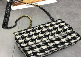 NEW Designer Wallet Purse Fashion Winter Style Patchwork Colour High Quality Houndstooth Cloth Preparation Tweed Women Chain Flap B1281755