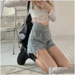 Womens Shorts Jeans Loose Legs Show Thin A-Line Light Pants Drop Delivery Apparel Clothing Dh4Ag