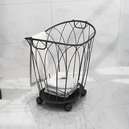 Laundry Bags Organiser Basket Light Luxury Iron Art Dirty Baskets Hollow Out Ins Wind Net Red Belt Wheel Home Nordic Toy