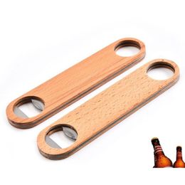 Openers Custom Wood Handle Bottle Bar Blade Beer Opener Vintage Wooden Stainless Steel Bartender Drop Delivery Home Garden Kitchen, Di Dhhl5