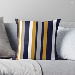 Pillow Modern Stripes Vertical Pattern In Honey Mustard Yellow Dark Navy Blue Grey And White. Minimalist Colour Block Throw