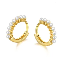 Stud Earrings S925 Silver Ear Studs Personalized Simple Fashionable Inlaid With Pearl Rings Elegant And Versatile Jewelry