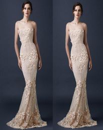 Exquisite Strapless Mermaid Evening Dresses Applique Beaded and Flowers Paolo Sebastian Celebrity Prom Gowns Occasion Dress 2019 M4277487