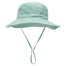 Hats Children Sun Hat Kids' Wide Brim With Windproof Strap For Beach Camping Uv Protection Breathable Cap Summer Travel