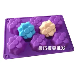 Baking Moulds Silicone Six-Hole Flower-Shaped Handmade Soap Cake Molds Four-Leaf Flower 023