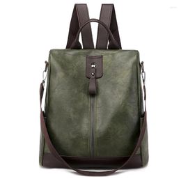 Backpack Double Shoulder Bag Women's Large Capacity Anti-theft Soft Leather Single Korean Pu Dual-purpose
