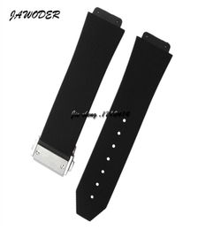 JAWODER Watchband 23mm 26mm Men Stainless Steel Deployment Clasp Black Diving Silicone Rubber Watch Band Strap for HUB Big Bang6750922