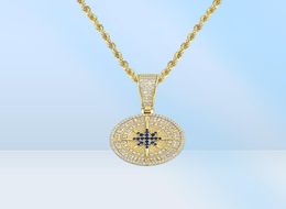 Hip Hop Cubic Zirconia Paved Bling Iced Out Compass Pendants Necklace for Men Rapper Jewellery Gifts Drop 2432636