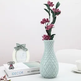 Vases Plastic Vase Wet And Dry Flower Arrangement Container Hydroponic Nordic Color Imitation Glaze Home Decoration