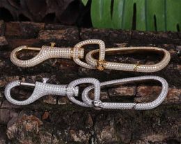 Keychains Gucy Iced Out Carabiner Key Chain Gold Silver Colour Hip Hop CZ Charm Jewellery Solid For Men Gifts6957398